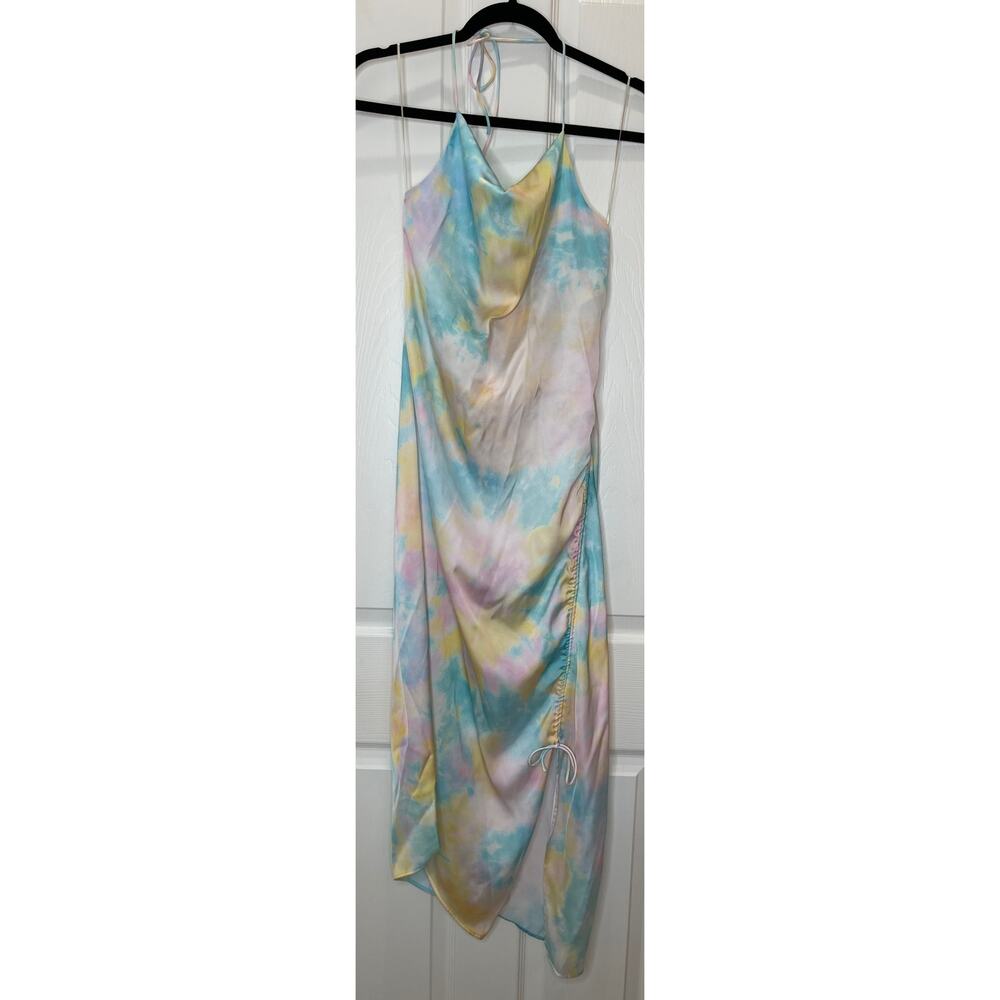 Zara Tie-Dye Midi Dress in Pastel Blue, Pink, Cream